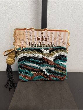 India Handmade | Beaded Bold Fall Colored Mini Wallet